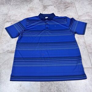 Callaway Polo Shirt Mens XL Blue Opt Dri UV Performance Golf Short Sleeve Stripe
